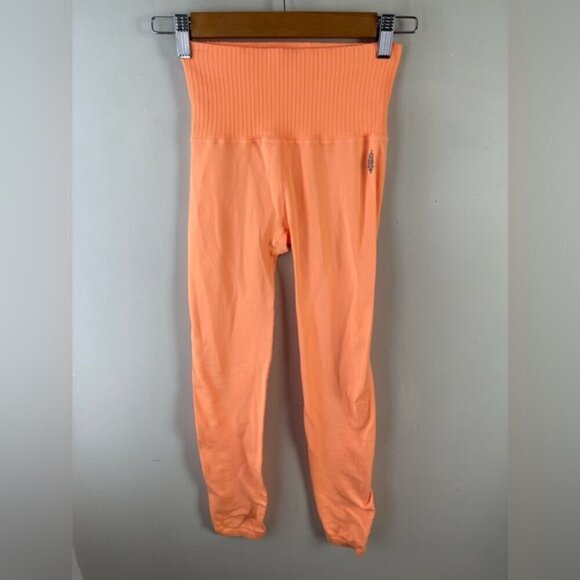 Free People Movement High-Rise 7/8 Good Karma Leggings Coral XS/S yoga gym - Picture 3 of 12